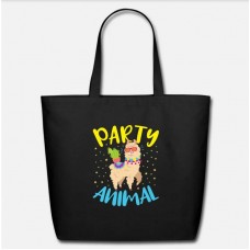 Llama Party Animal Black Eco-Friendly Tote Bag